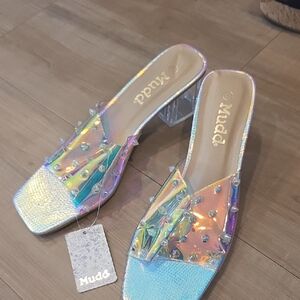Mudd Holographic Heeled Sandals